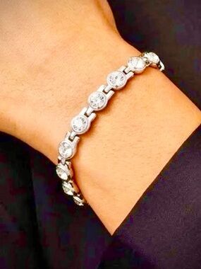 Ion Technology + Sparkle CZ Silver Link Bracelet